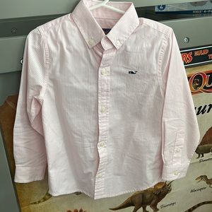 Vineyard vines boys long sleeve shirt stripe pink/white used use 3t whale shirt